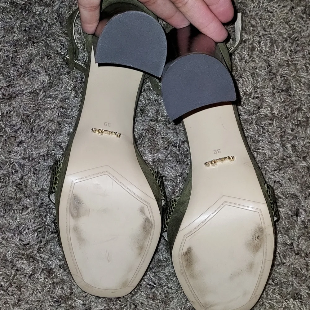 MASSIMO DUTTI NWT OLIVE LEATHER STRAPPY PLATFORMS PUMPS